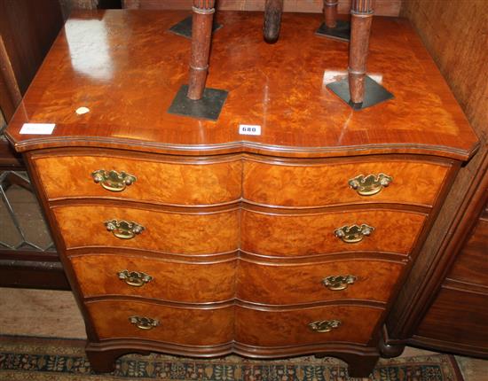 Walnut serpentine front chest of drawers